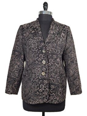 Vintage Sz M Temptations Paisley Blazer Jacket Women's Dark Academia Ornate